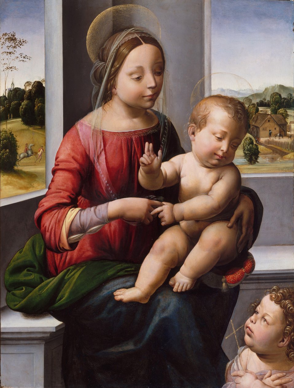 Madonna z Dzieciątkiem z młodym św. Janem Chrzcicielem, ok. 1497 (olej i złoto na drewnie) autorstwa Fra Bartolomeo