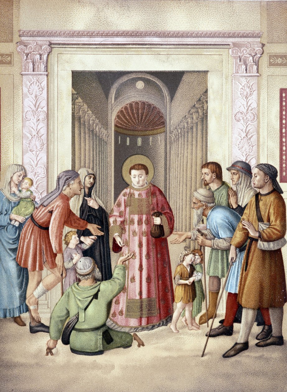 Saint Laurent robi alumone, po Fra Angelico (Watykan), Francja 19. autorstwa Fra (after) Angelico