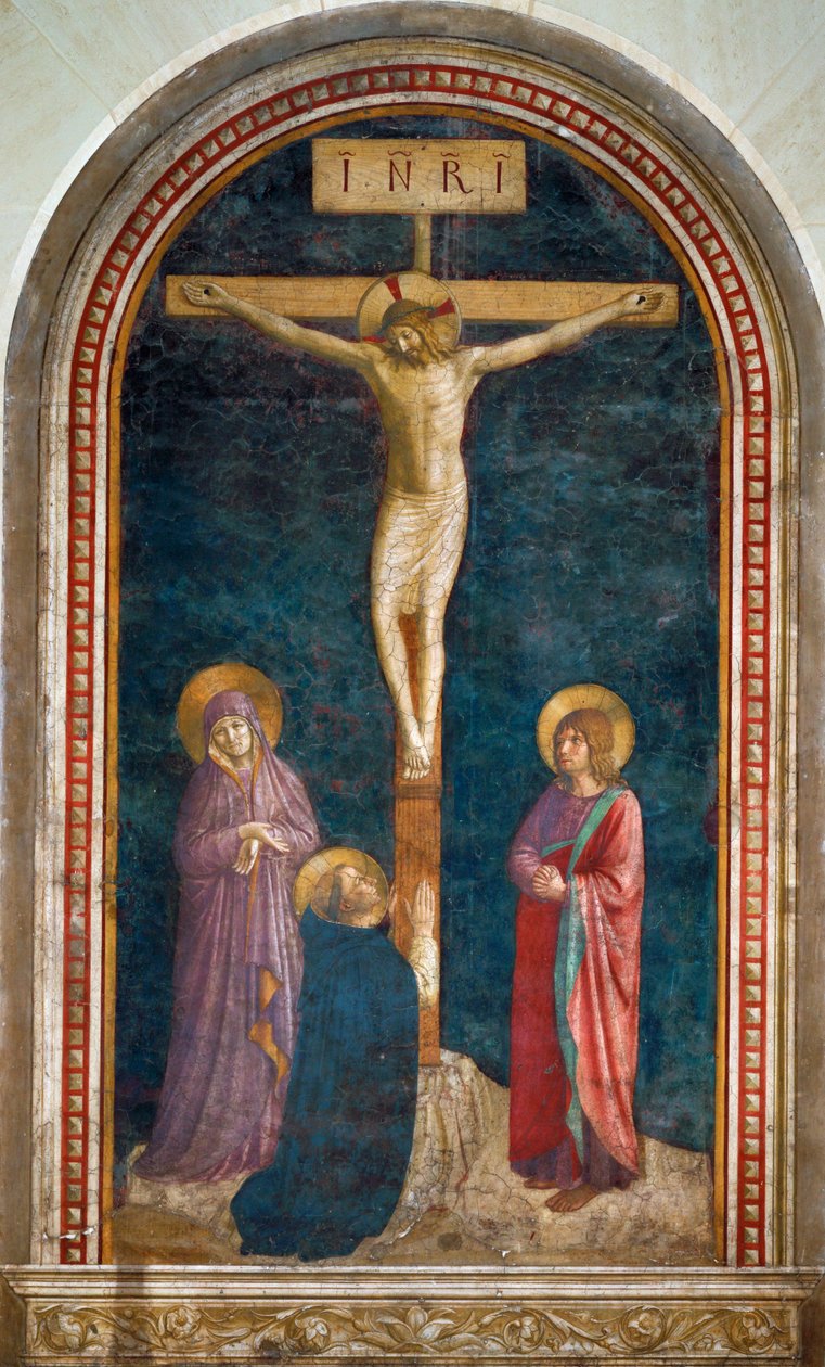 Le Calvaire avec saint Dominique - Ukrzyżowanie ze świętym Dominikiem Fresk ... autorstwa Fra (c.1387 1455) Angelico