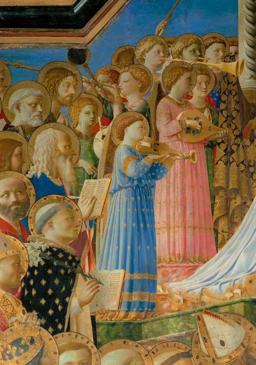 Le Couronnement de la Vierge - koronacja Dziewicy, namalowana dla klasztoru dominikanów w Fiesole ... autorstwa Fra (c.1387-1455) Angelico