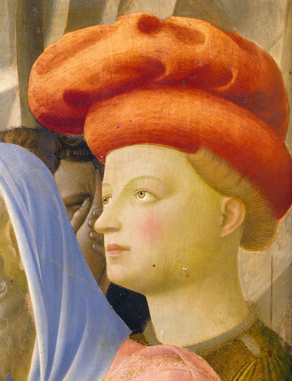 Postać męska w czerwonym turbanie, fragment z Zdjęć z Krzyża lub Ołtarza Trójcy Świętej, ok. 1432 (tempera na desce) autorstwa Fra  Angelico