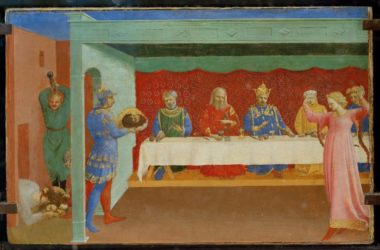 Predella ołtarza: Ścięcie św. Jana Chrzciciela i święto Heroda, z tańczącą Salome ... autorstwa Fra (c.1387 1455) Angelico