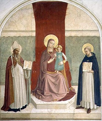 Dziewica z Dzieciątkiem na tronie z SS. Zenobius i Tomasz (fresk) autorstwa Fra (c.1387 1455) Angelico