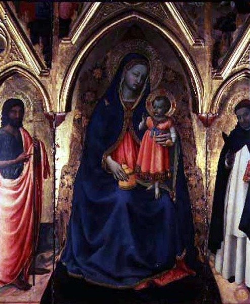 Dziewica z Dzieciątkiem ze św. Janem Chrzcicielem i św. Dominikiem autorstwa Fra (c.1387 1455) Angelico