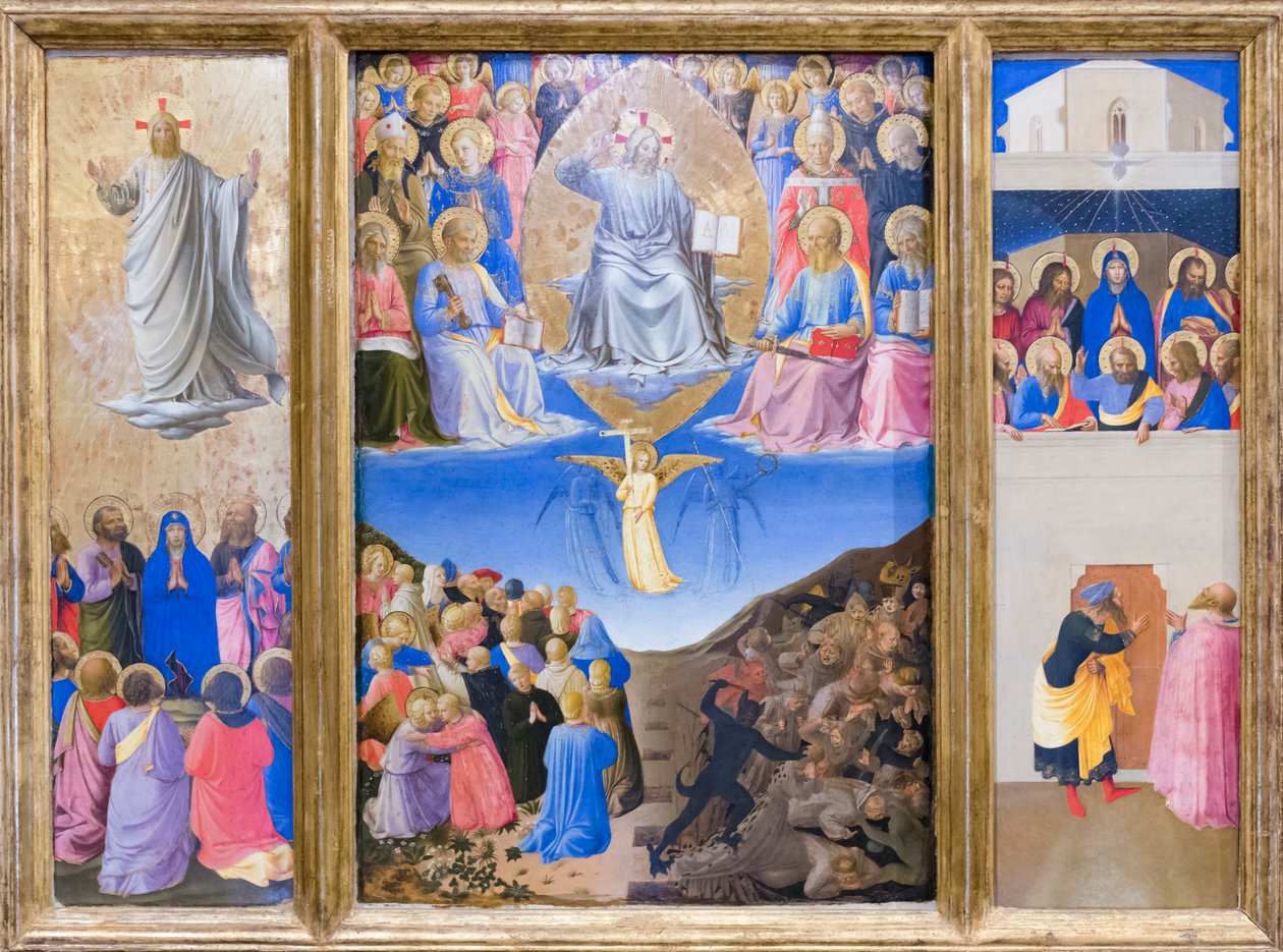 Tryptyk (Wniebowstąpienie, Sąd Ostateczny, Zesłanie Ducha Świętego) autorstwa Fra (c.1387 1455) Angelico