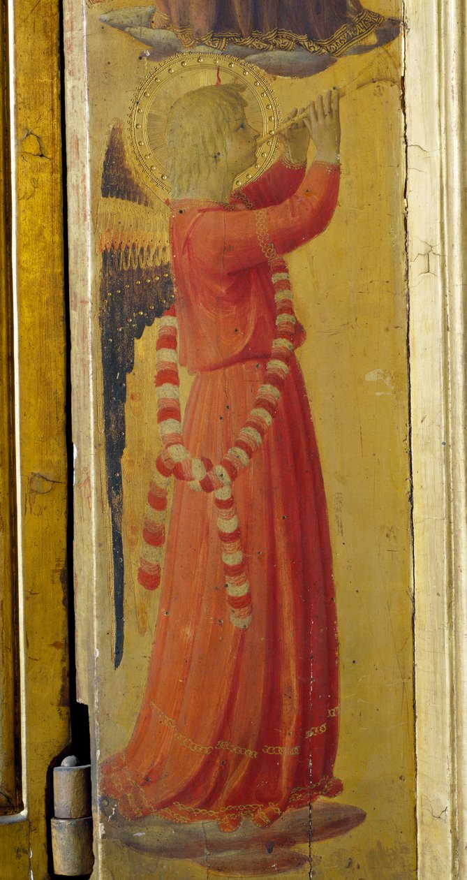 Anioł grający na trąbce, fragment tryptyku Linaiuoli autorstwa Fra  Angelico