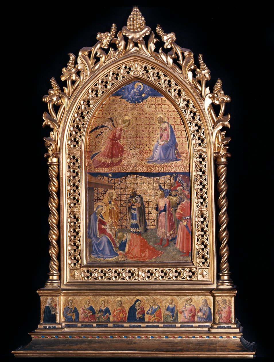 Zwiastowanie i adoracja Trzech Króli (malarstwo na drewnie) autorstwa Fra  Angelico