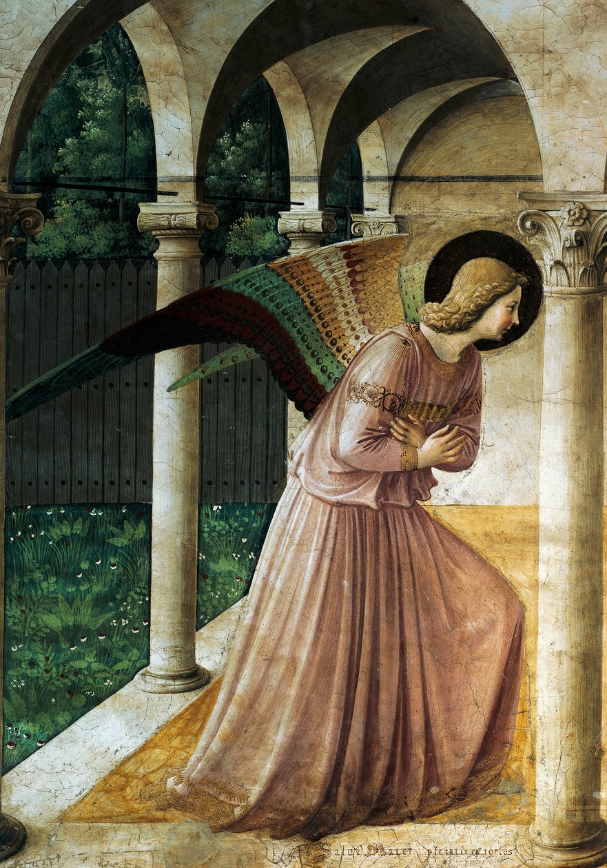 Zwiastowanie przez Giovanniego da Fiesole znanego jako Fra Angelico (ok. 1400-1455), fragment autorstwa Fra (c.1387 1455) Angelico