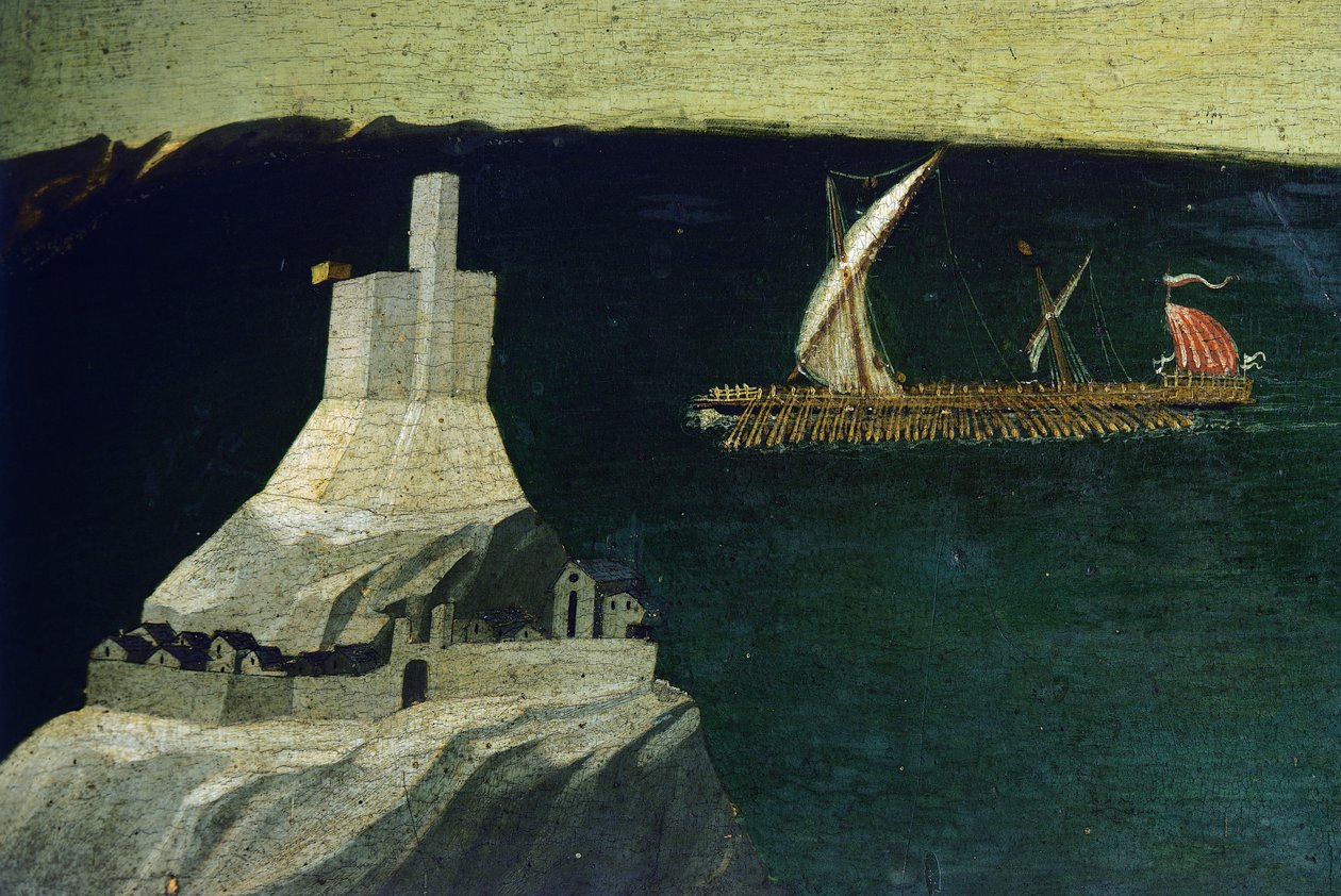 Łódka, fragment z Tebaidy, ok. 1418-1420 (tempera na panelu) autorstwa Fra (c.1387 1455) Angelico