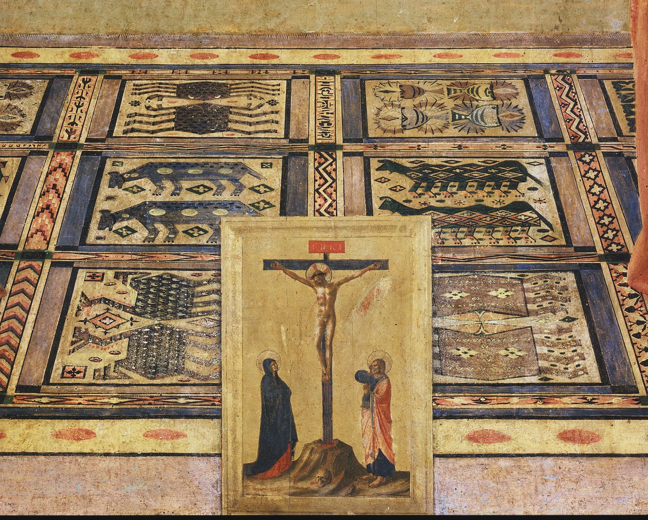 Ukrzyżowanie, fragment głównego panelu ołtarza św. Marka (malarstwo na drewnie) autorstwa Fra  Angelico