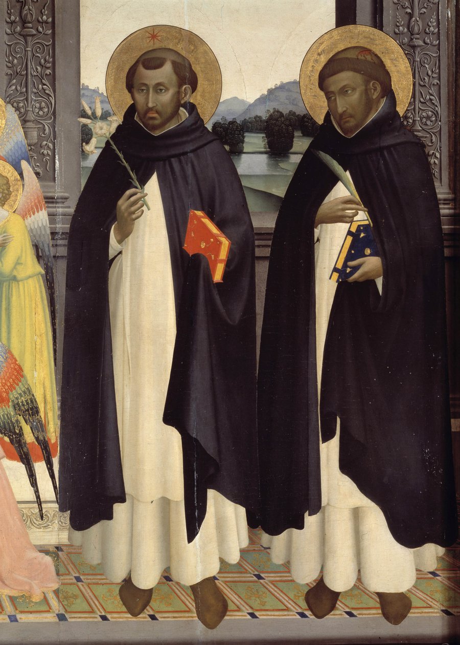 Szczegóły św. Dominika i św. Piotra Męczennika. Poliptyk św. Dominika. 1428-1430 (tempera na drewnie) autorstwa Fra  Angelico