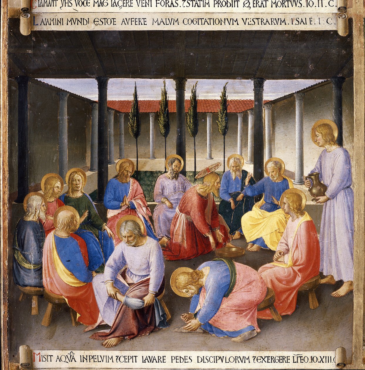Mycie stóp. Życie Chrystusa, Armadio degli Argenti. (Tempera na drewnie autorstwa Fra  Angelico