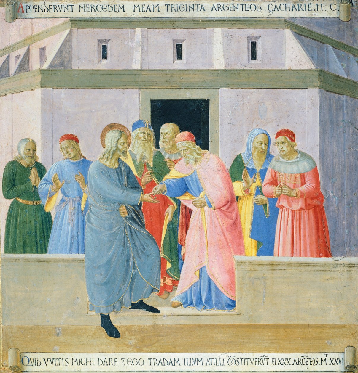Wstawka przedstawiająca Judasza odbierającego nagrodę, panel z Armadio degli Argenti (Srebrna Skrzynia) z życiem Jezusa autorstwa Fra (c.1387 1455) Angelico