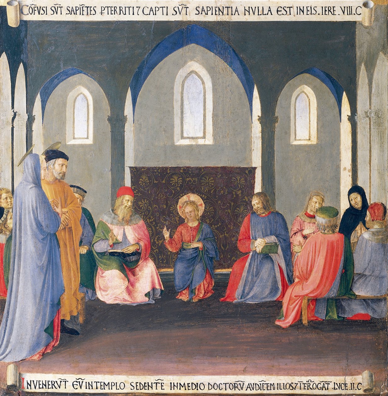 Wstawka przedstawiająca spór z lekarzami w Świątyni, panel z Armadio degli Argenti (Srebrna Skrzynia) z życiem Jezusa autorstwa Fra (c.1387 1455) Angelico