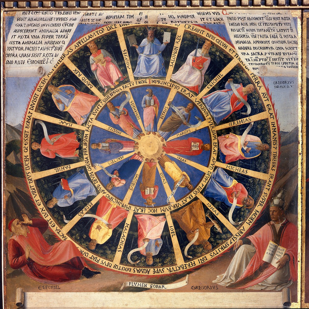 Życie Chrystusa: wizja Ezechiela, Armadio degli Argenti. (Tempera na drewnie autorstwa Fra  Angelico