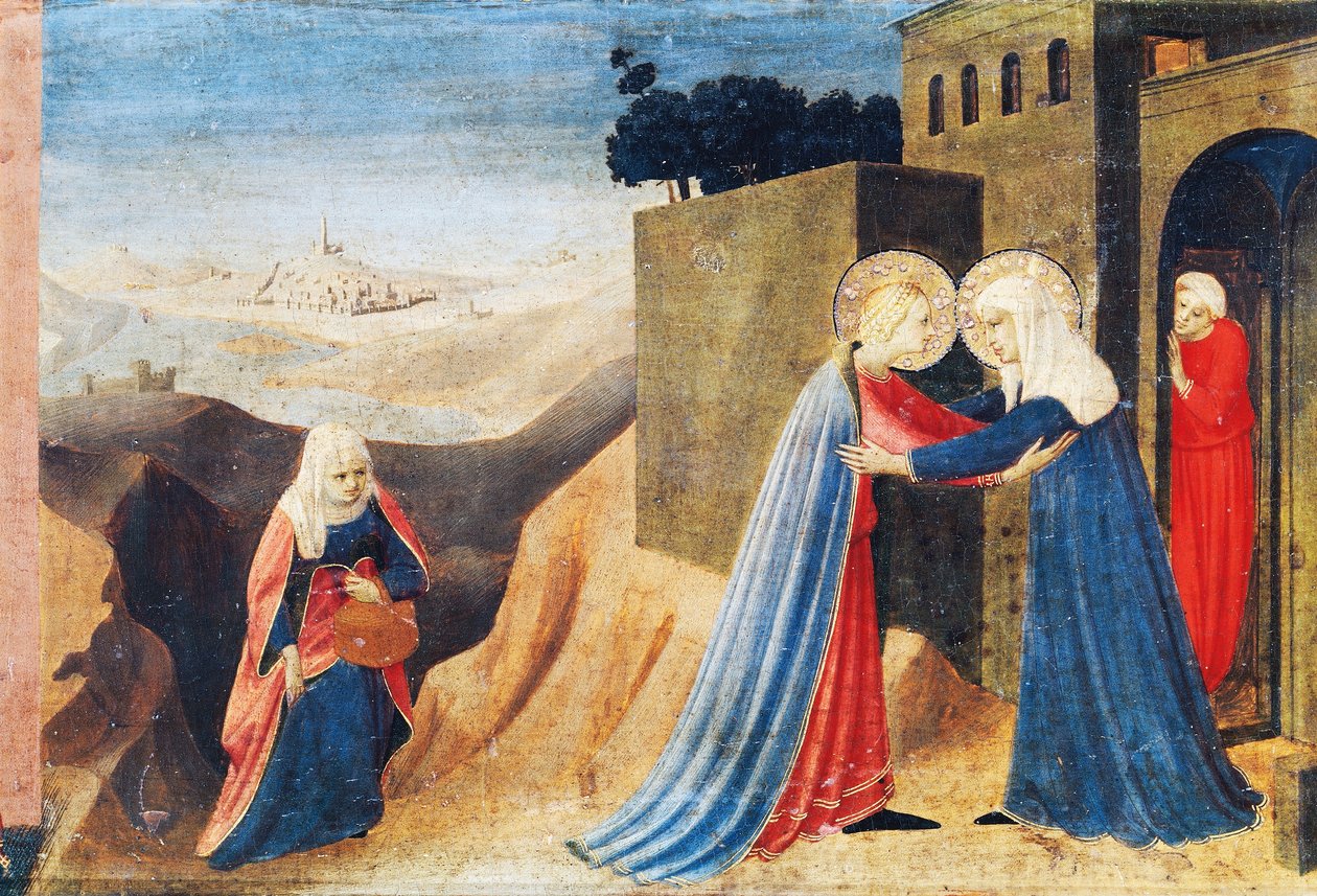 Wizyta Maryi u Elżbiety, ok. godz. 1430 autorstwa Fra  Angelico