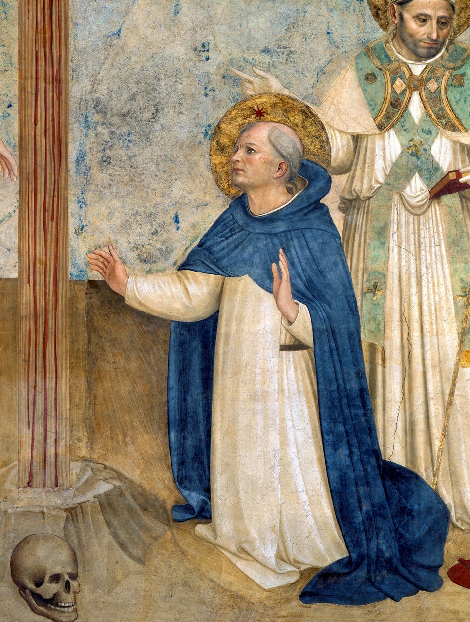 Święty Dominik, fragment fresku Fra Angelico (Guido di Pietro) przedstawiający Ukrzyżowanie autorstwa Fra  Angelico