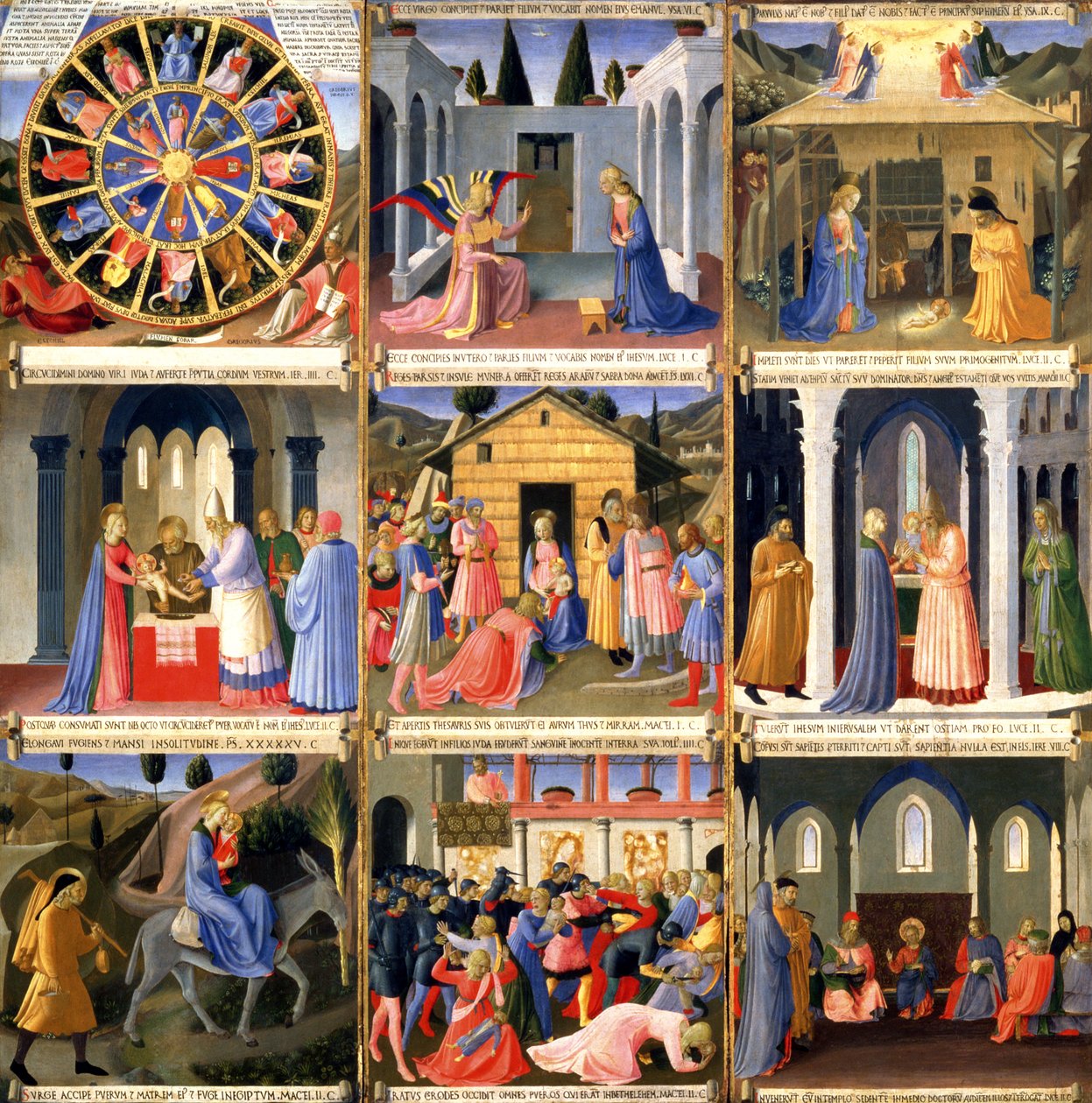 Sceny z Narodzenia, tablica pierwsza ze Srebrnego Skarbca Santissima Annunziata, ok. 1450-53 (tempera na desce) autorstwa Fra (c.1387 1455) Angelico