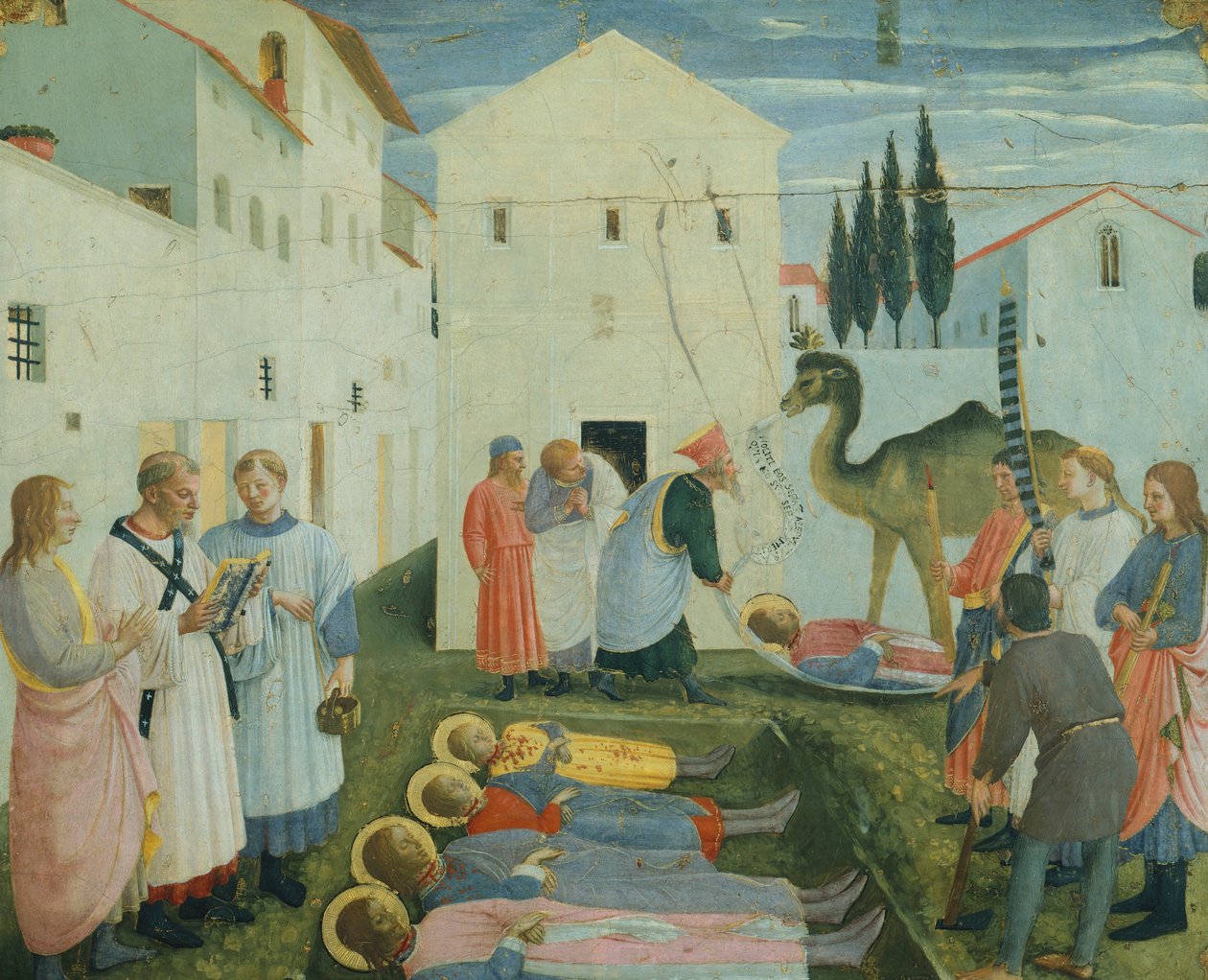 Pogrzeb św. Kosmy i Damiana, obrazy predella przedstawiające historię św. Kosmy i Damiana od Ołtarza św. Marka, ok. 1443 r. (tempera na drewnie) autorstwa Fra  Angelico
