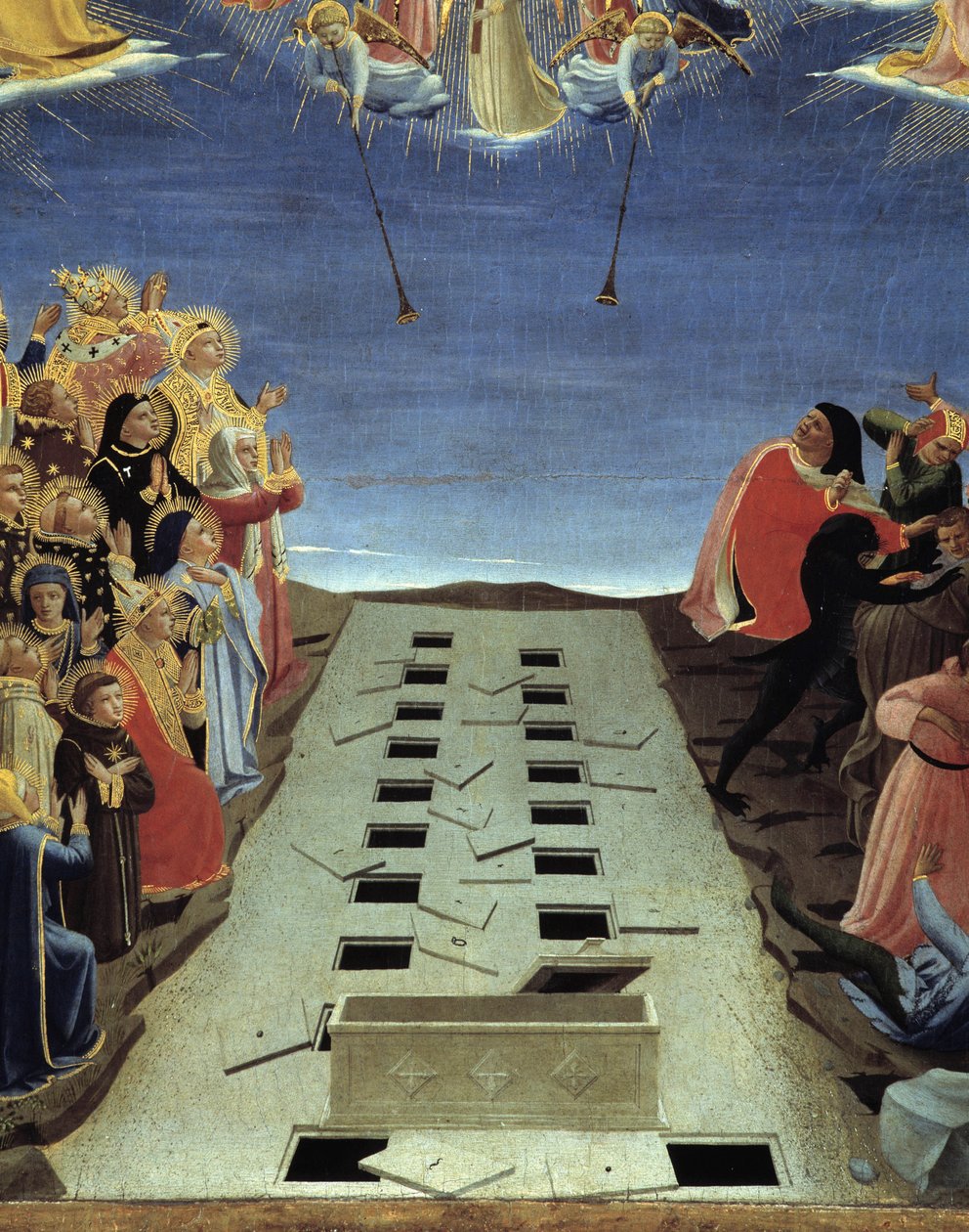 Sąd Ostateczny: Szczegół otwartych grobowców autorstwa Fra  Angelico