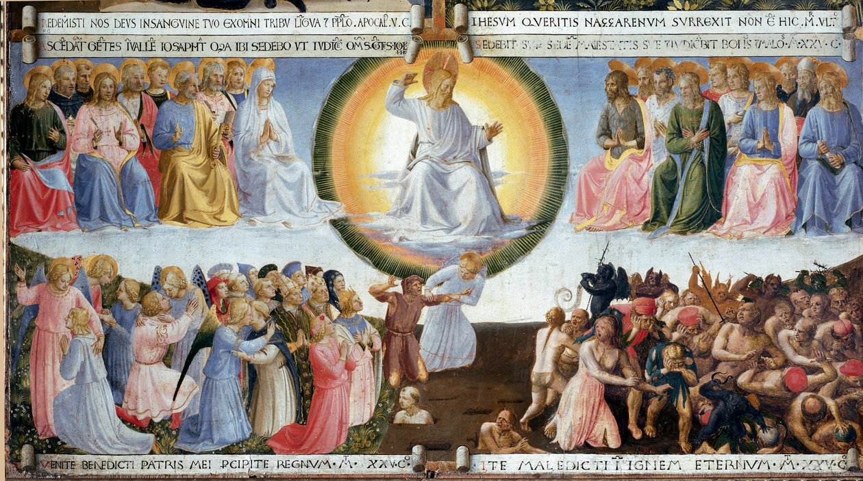 Sąd Ostateczny Detrempe na drewnie Guido di Pietro (lub Fra Giovanni da Fiesole) dit Fra Angelico lub il Beato (1400-1455). Malowanie szafki ze srebra. 1450 wym. 77x74 cm Muzeum San Marco. Florencja autorstwa Fra  Angelico