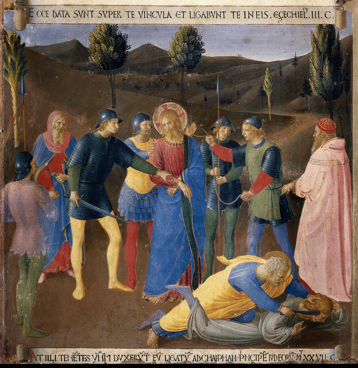 Aresztowanie Jezusa. Życie Chrystusa, Armadio degli Argenti. (Tempera na drewnie autorstwa Fra  Angelico