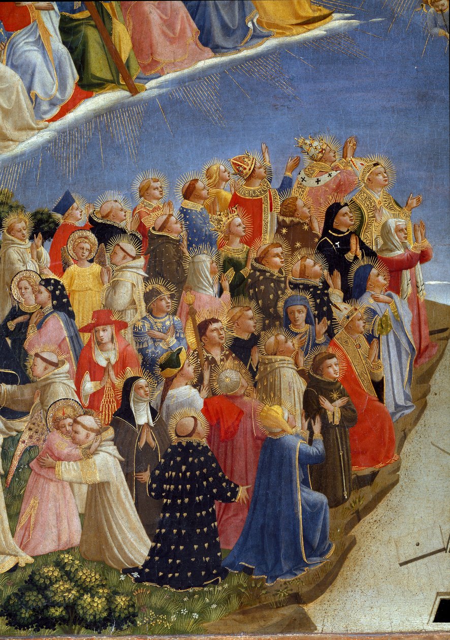 Sąd Ostateczny: szczegół Świętych w Raju. (tempera na drewnie autorstwa Fra  Angelico