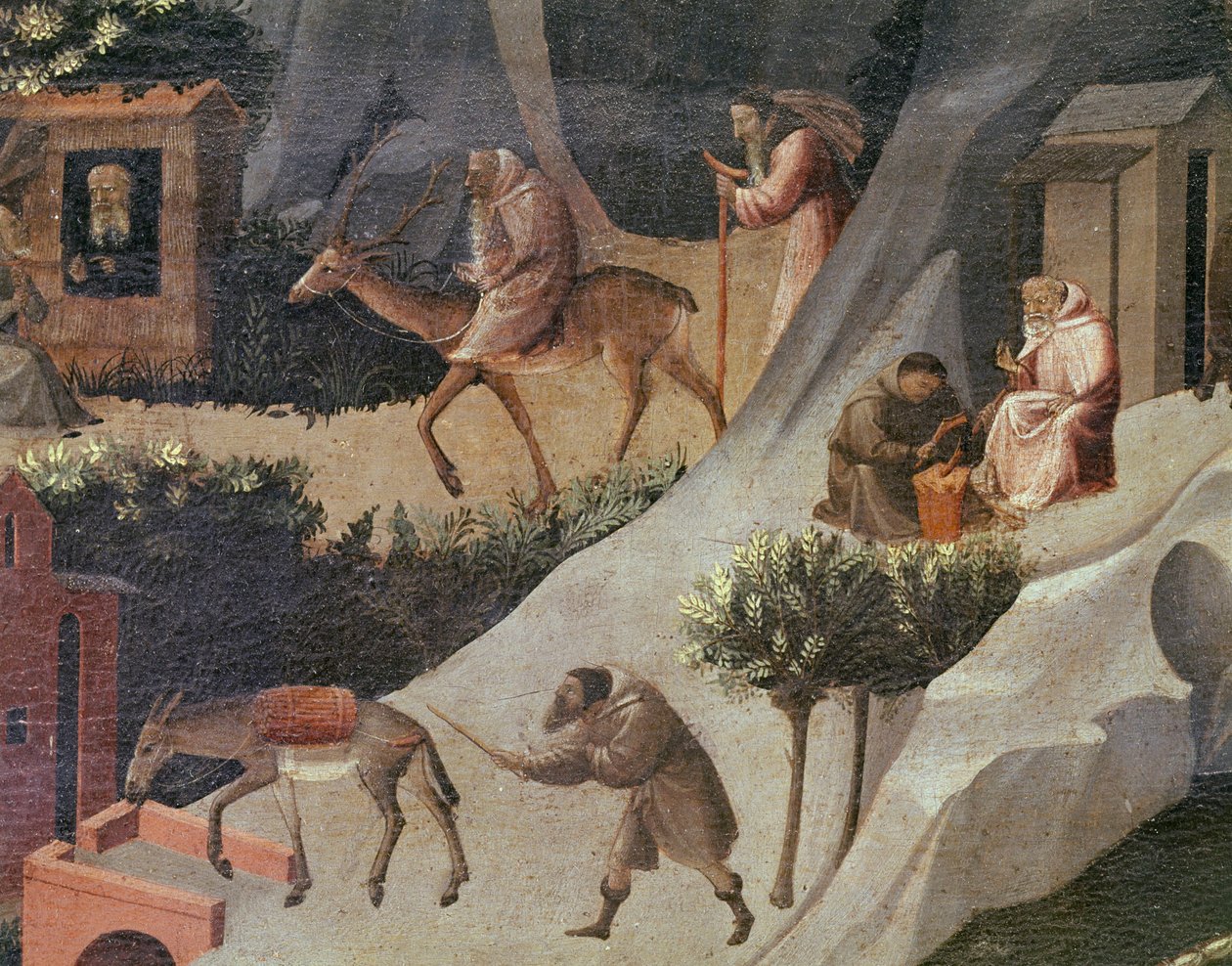Praca mnichów, fragment La tebaide autorstwa Fra (c.1387 1455) Angelico