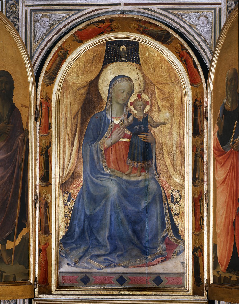 Dziewica z dzieckiem. Otwarte Tabernakulum Linaioli (Malarstwo na drewnie) autorstwa Fra  Angelico