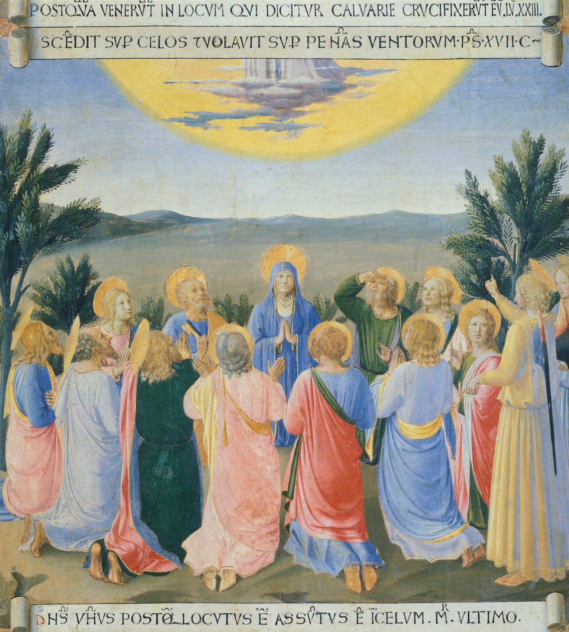 Wstawka przedstawiająca Wniebowstąpienie, panel z Szafa degli Argenti (Srebrna skrzynia) z życiem Jezusa autorstwa Giovanniego da Fiesole znanego jako Fra Angelico (1400-ok. 1455), tempera na drewnie autorstwa Fra (c.1400 55) Angelico