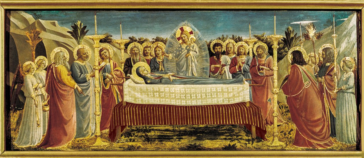 Pogrzeb Dziewicy, ok. 1434-35 (tempera na panelu) autorstwa Fra (c.1400-55) Angelico