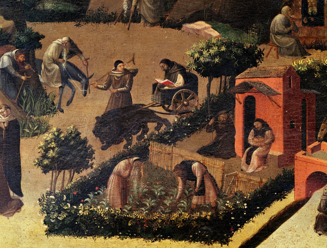 Mnisi przy pracy, fragment z La Thebaid autorstwa Fra (c.1400 55) Angelico