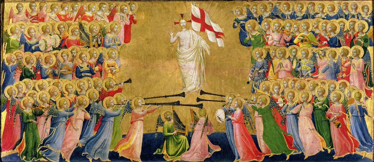 Chrystus uwielbiony na dworze niebios, 1423-24 (tempera na panelu) (szczegóły patrz 90799) autorstwa Fra Angelico
