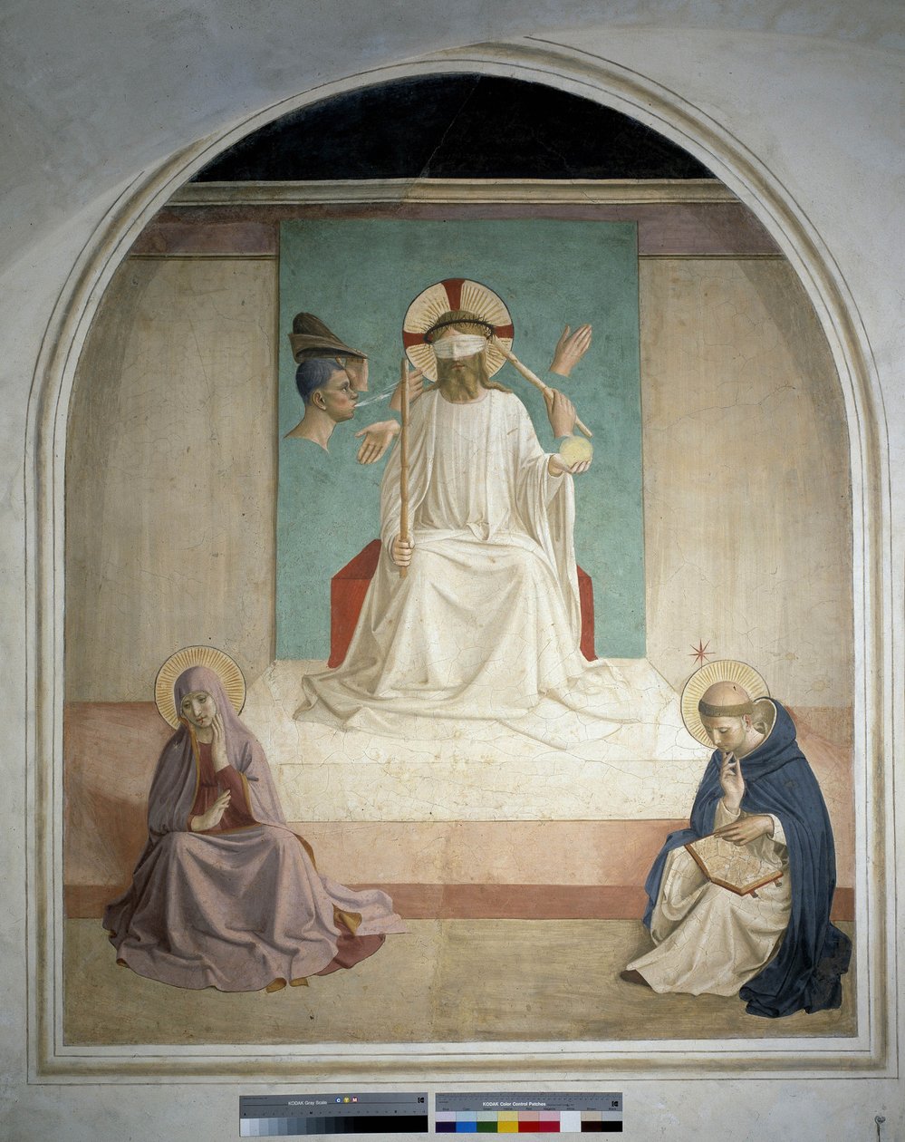 Chrystus drwi z Dziewicy i św. Hieronima. Fresk Guido di Pietro autorstwa Fra Angelico