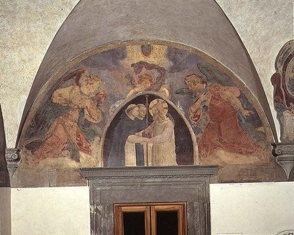 Chrystus wita dwóch braci dominikanów, luneta autorstwa Fra Angelico