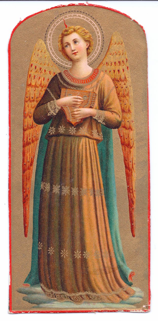Kolorowy druk litograficzny Fra Angelico Anioł instrument muzyczny, ok. 1900 r. 1910 autorstwa Fra Angelico