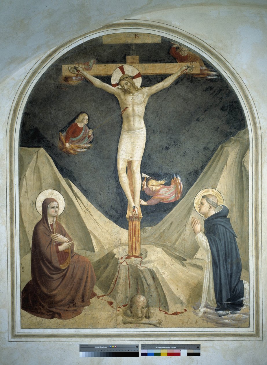 Ukrzyżowanie z Dziewicą i św. Dominikiem. Fresk Guido di Pietro autorstwa Fra Angelico