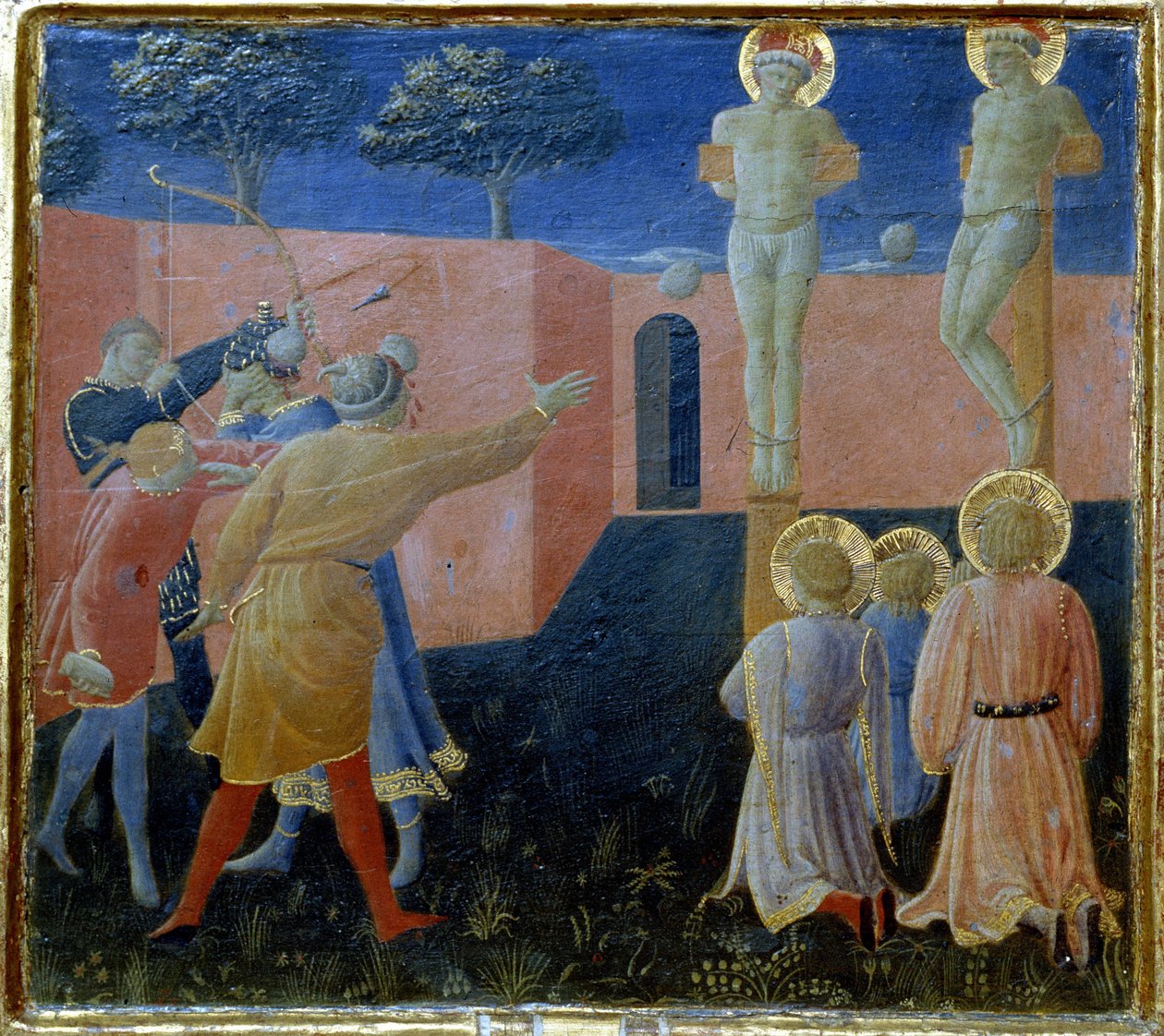 Ukrzyżowanie i ukamienowanie Świętego Cosmo autorstwa Fra Angelico
