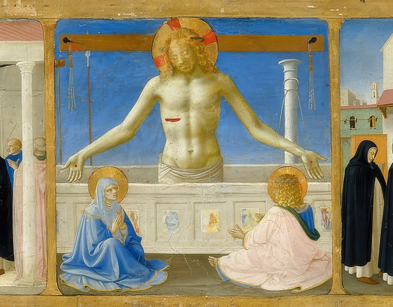 Zmartwychwstanie Chrystusa / Chrystus jako mąż boleści (detal predelli ołtarza Koronacja Marii). Około 1430 r. autorstwa Fra Angelico