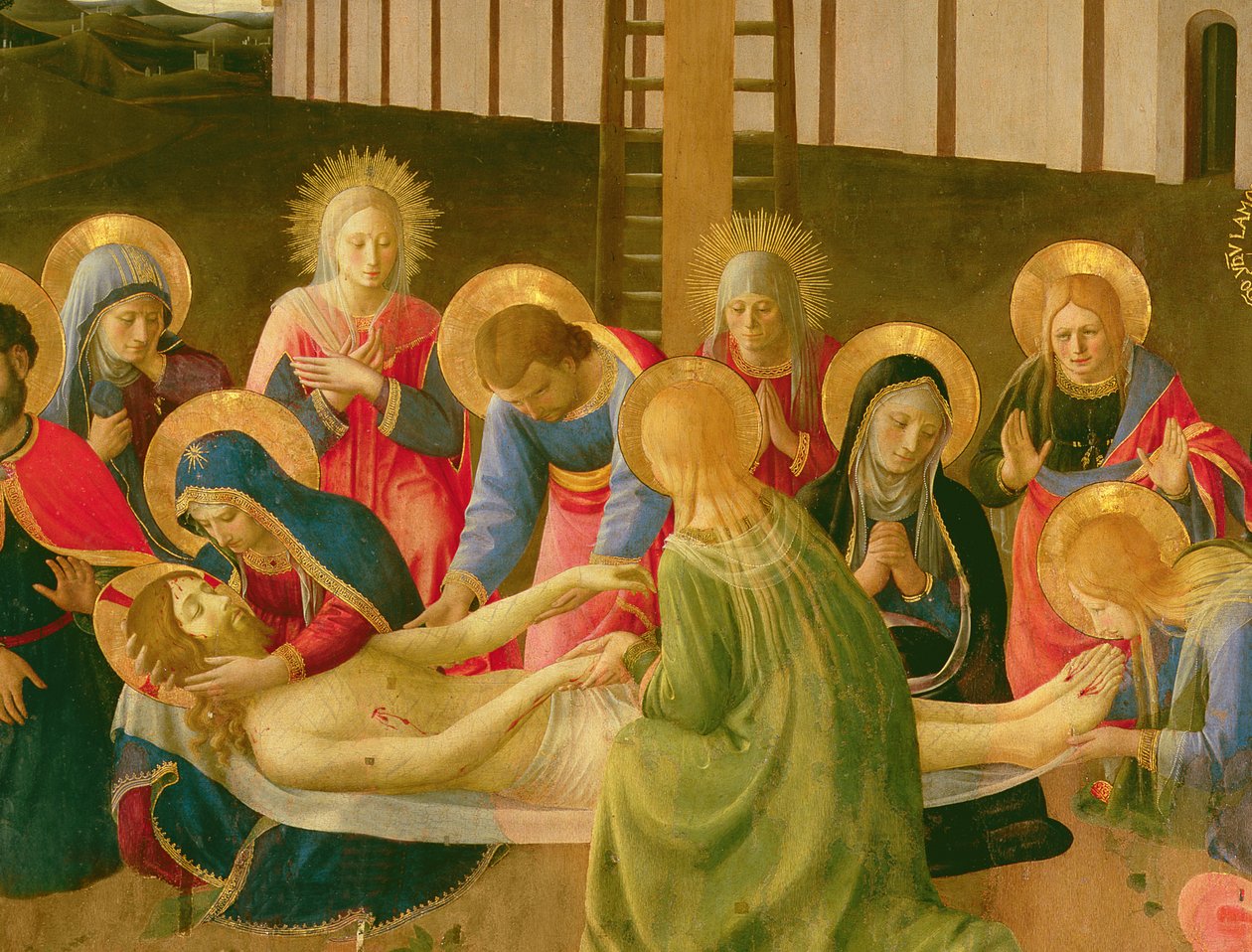 Opłakiwanie zmarłego Chrystusa, 1436-41 (tempera na desce) (szczegół) autorstwa Fra Angelico