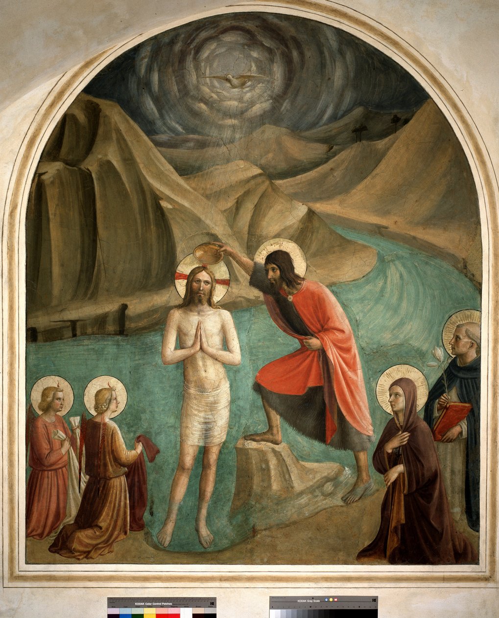 Chrzest Chrystusa przez św. Jana Chrzciciela - fresk Guido di Pietro autorstwa Fra Angelico