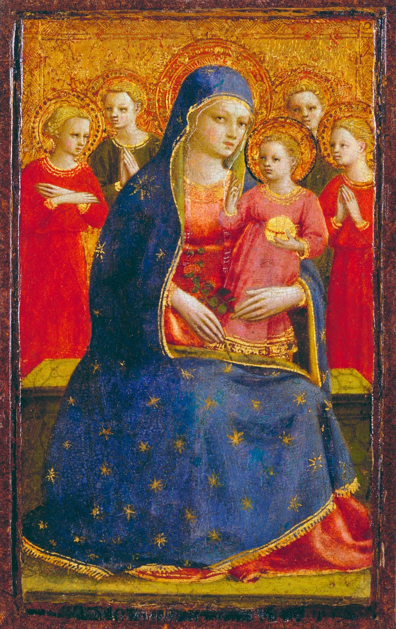 Madonna z Dzieciątkiem i Aniołami, ok. 1425 (tempera i złoto na panelu) autorstwa Fra Angelico
