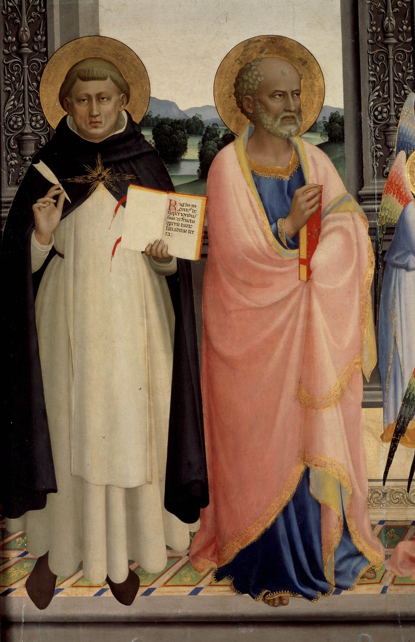 Poliptyks św. Dominika przedstawiający Madonnę z Dzieciątkiem ze świętymi. autorstwa Fra Angelico