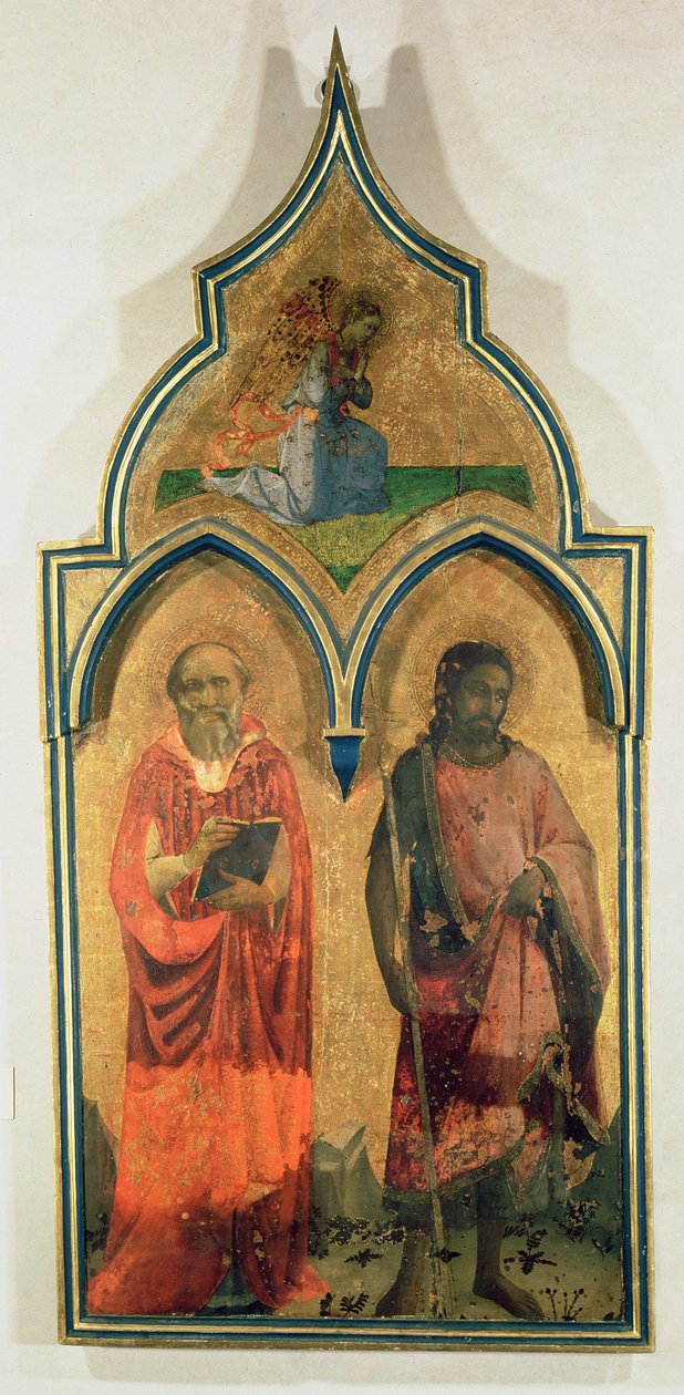 SS. Hieronim i Jan Chrzciciel, boczny panel z Madonny z Dzieciątkiem z Tabernakulum Trójcy Świętej, ok. 1430 (tempera na panelu) (zob. także 94746, 94748) autorstwa Fra Angelico