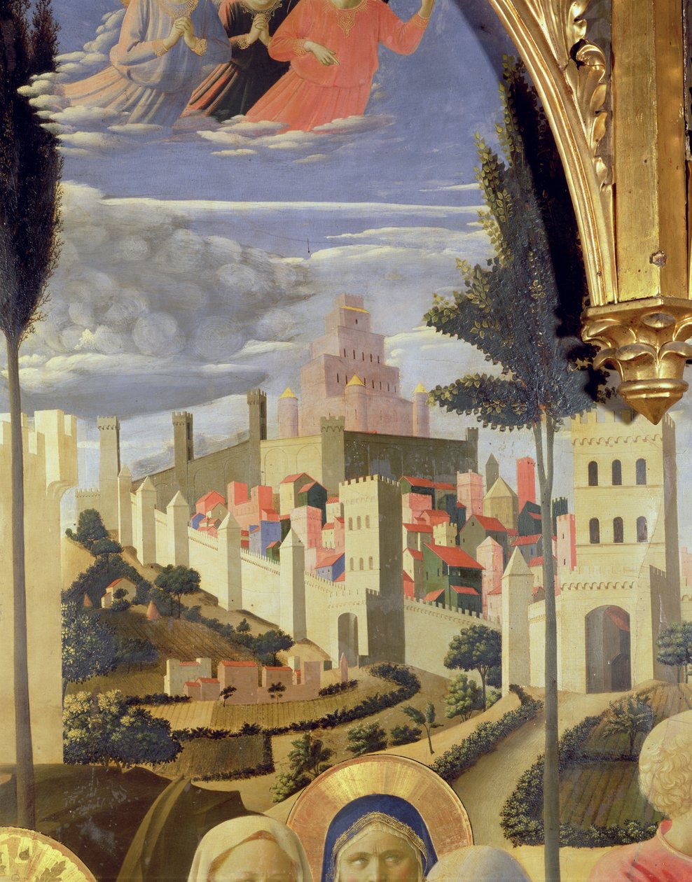 Ołtarz Santa Trinita, fragment Jerozolimy i Świątyni Salomona, ok. 1434 tempera i złoto na desce autorstwa Fra Angelico
