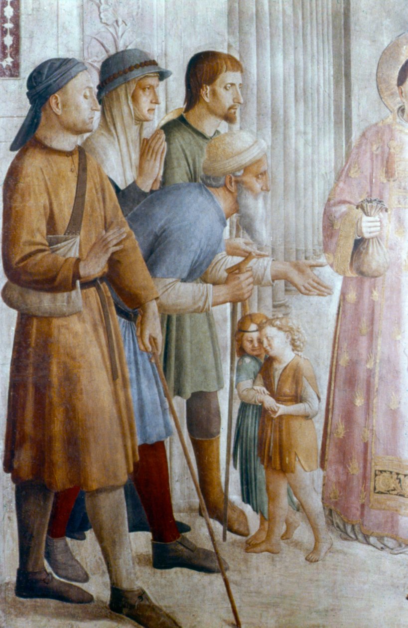 Św. Wawrzyniec dający jałmużnę biednym szczegółom, połowa XV wieku autorstwa Fra Angelico