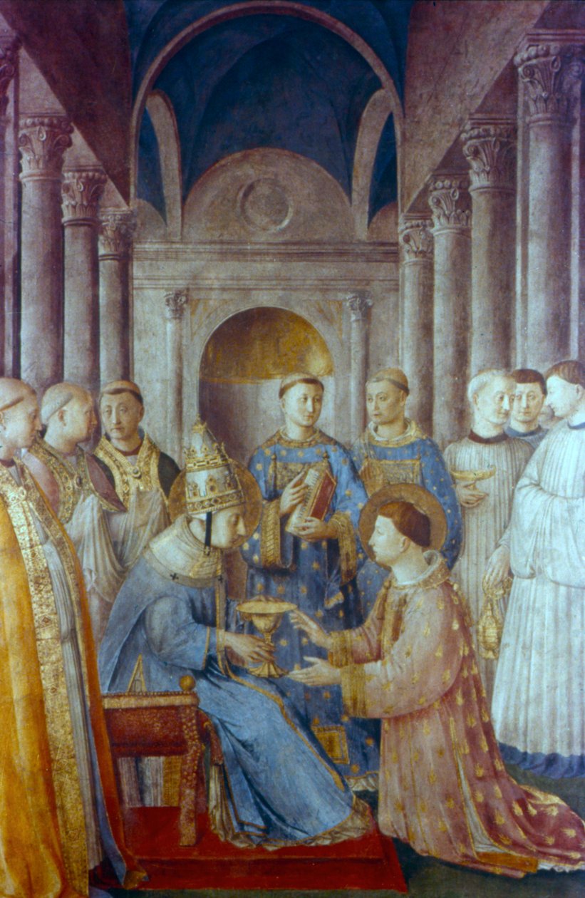 Św. Sykstus II i jego diakon Św. Wawrzyniec, połowa XV wieku autorstwa Fra Angelico