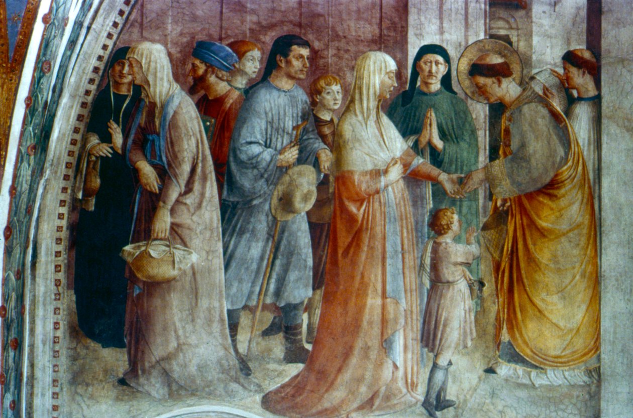 Św. Szczepan rozdaje jałmużnę, połowa XV wieku autorstwa Fra Angelico