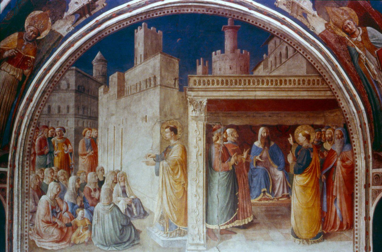 Głoszenie św. Szczepana, połowa XV wieku autorstwa Fra Angelico