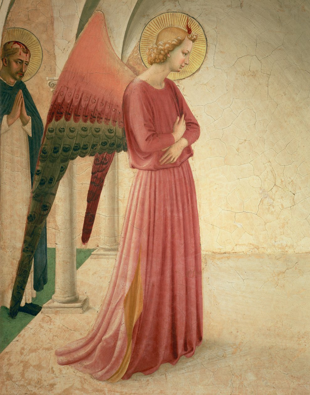 Zwiastowanie, fragment Anioła Gabriela i św. Piotra Męczennika, 1442 fresk patrz 72388 autorstwa Fra Angelico